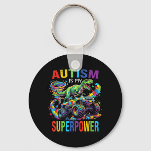Llavero El autismo es rompecabezas de camión T Rex dinosau