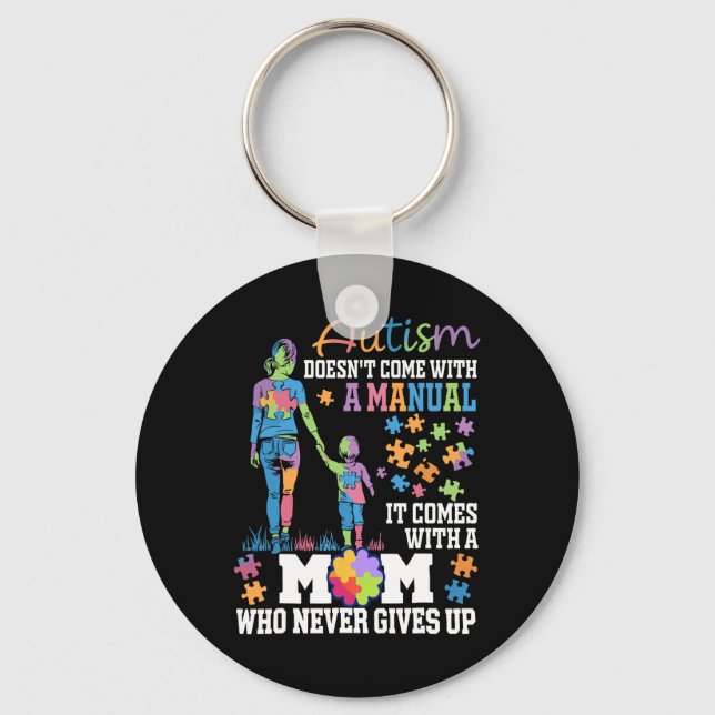 Llavero El autismo que mamá no viene con un autismo manual (Anverso)