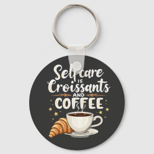 Llavero El autocuidado es croissant y el café Caffeine Pat