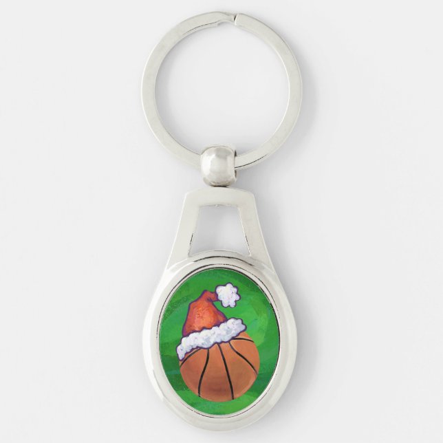 Llavero El baloncesto de Santa Hat en Green (Anverso)