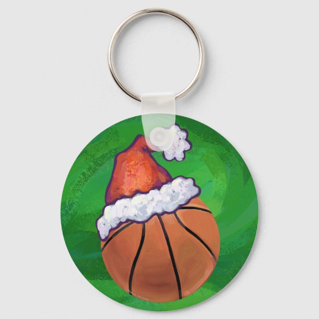 Llavero El baloncesto de Santa Hat en Green (Anverso)