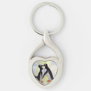 Llavero El beso de los Pingüinos Swirl Keychain Metalizado