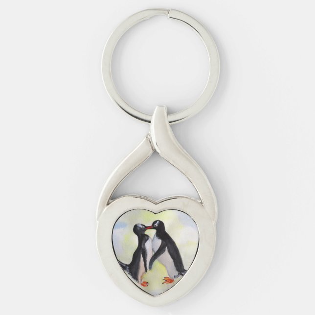 Llavero El beso de los Pingüinos Swirl Keychain Metalizado (Anverso)