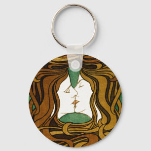 Llavero El beso de Peter Behrens con pintura Art Nouveau