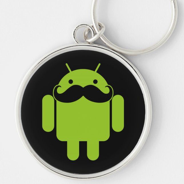 Llavero El bigote verde de los robots para Android en negr (Frente)