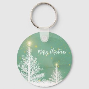 Llavero El brillante fondo azul del árbol de Navidad