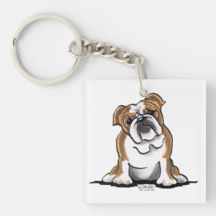 Llavero El bulldog inglés blanco de Brown n sienta bonito