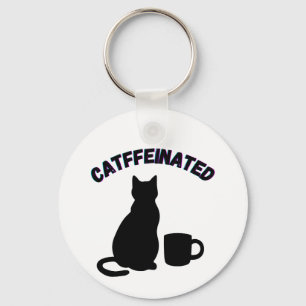 Llavero El café negro y blanco y atento sombrea el arte