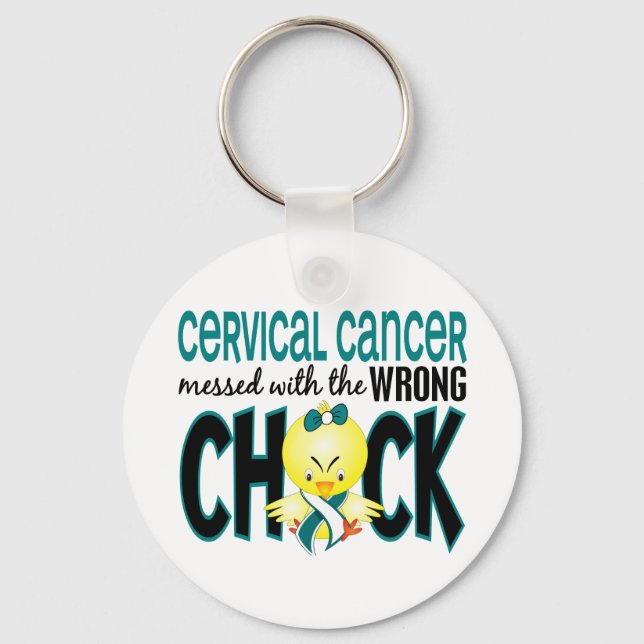 Llavero El Cáncer Cervical Envuelto Con El Chick Equivocad (Anverso)