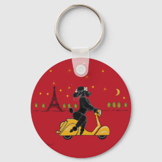 Llavero El caniche negro en París y Scooter