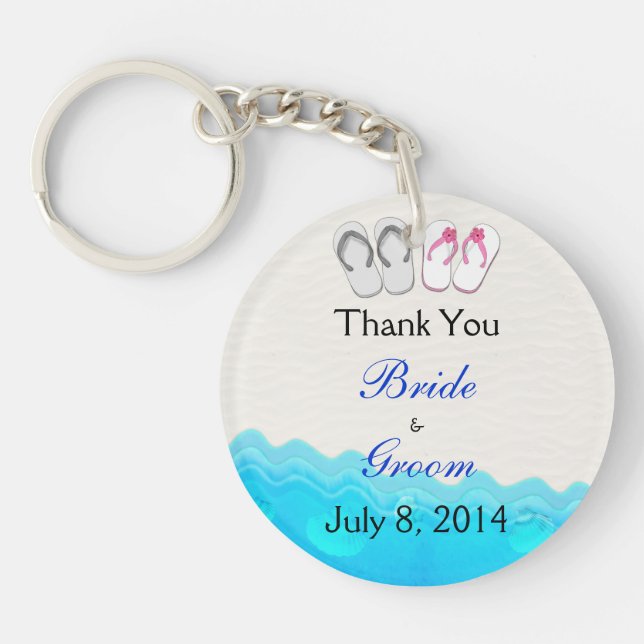Llavero El casarse de las sandalias de la playa le (Frente)