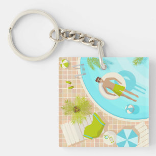 Llavero El chico de la piscina en vacaciones de playa de v