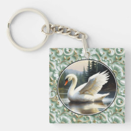 Llavero El cisne se desliza con gracia en el lago