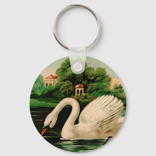 Llavero El cisne vintage en el lago