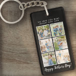 Llavero El Collage de fotos del día del padre negro<br><div class="desc">El mejor tipo de letra del guión de papá con 6 ranuras familiares para fotos junto con un mensaje personalizado para tu número 1 papá.</div>