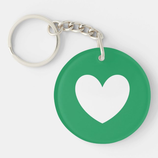 Llavero El corazón blanco en Kelly Green (Frente)