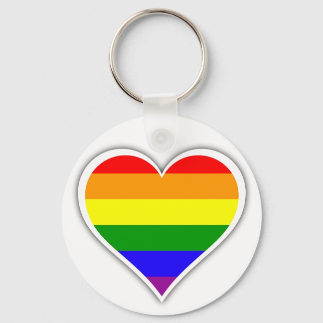 Llavero El corazón del arco iris del orgullo gay (Anverso)