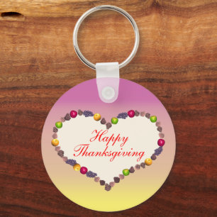 Llavero El corazón del día de gracias - rosa y amarillo