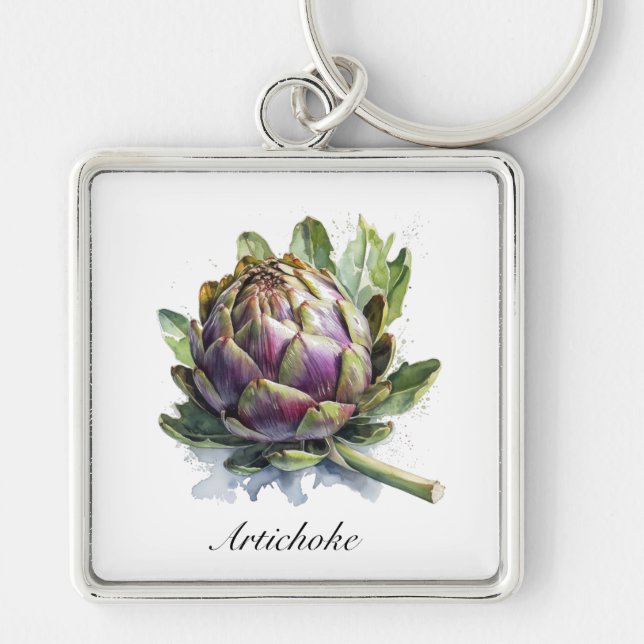 Llavero El Corazón del Jardín: Artichoke en acuarela (Frente)