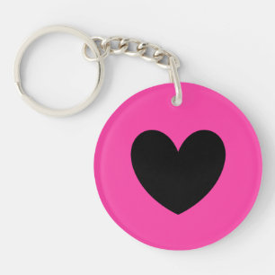 Llavero El corazón negro en rosa fucsia