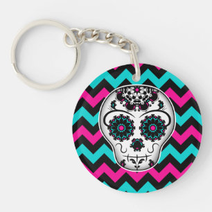 Llavero El cráneo del azúcar en galón raya el modelo