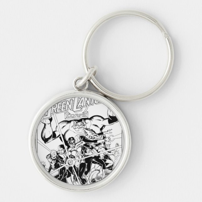 Llavero El Cuerpo de Linternas Verdes, negro y blanco (Frente)