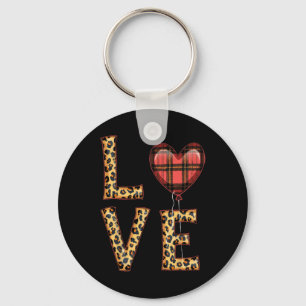 Llavero El día de San Valentín Cute Love Plaid Heart Leopa