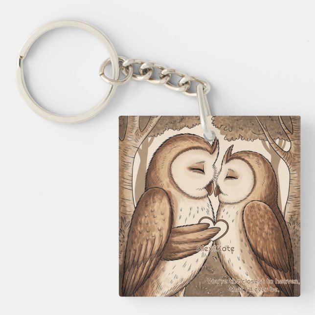 Llavero El día de San Valentín de Búho Cute (Frente)