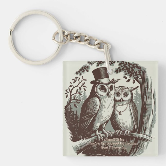 Llavero El día de San Valentín de Búho Cute (Frente)