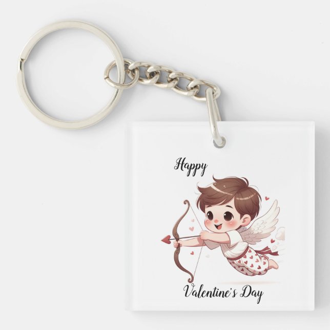 Llavero El día de San Valentín de flecha de Cupid (Frente)