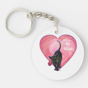 Llavero El día de San Valentín de gato negro