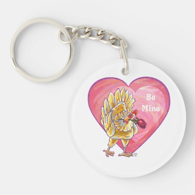 Llavero El día de San Valentín de pollo (Frente)
