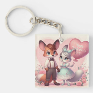 Llavero El día de San Valentín de zorros de personalizado