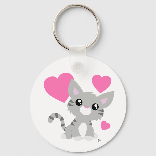 Llavero El día de San Valentín Gray Kitty Keychain (Anverso)