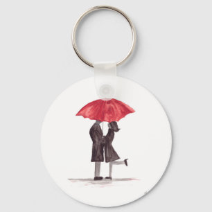 Llavero El día de San Valentín pareja romántica con paragu