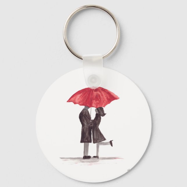 Llavero El día de San Valentín pareja romántica con paragu (Anverso)