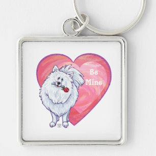 Llavero El día de San Valentín Pomerania Blanca