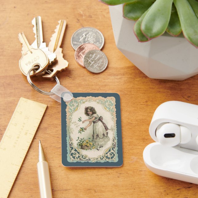 Llavero El día de San Valentín victoriano de época, Chica  (Escritorio )