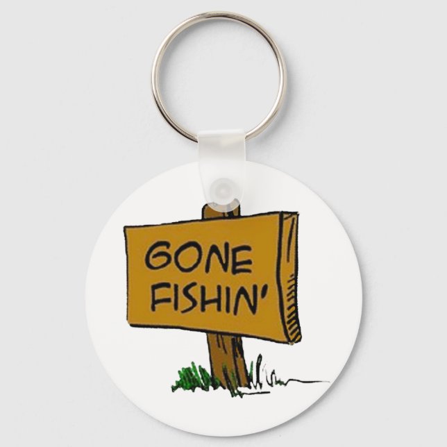 Llavero El divertido logo de Rustic Fun Gone Fishin Expres (Anverso)