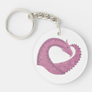 Llavero El dragón del corazón malva sobre blanco