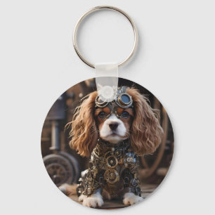 Llavero El dulce Cavalier Spaniel Puppy Steampunked,