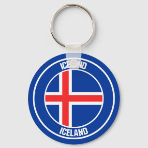 Llavero El emblema de Islandia redonda