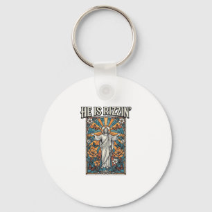 Llavero Él Es Rizzin Camiseta De Vidrio Pintado De Pascua