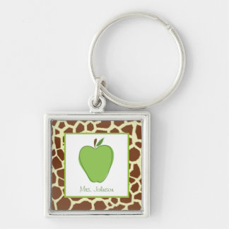 Llavero El estampado de girafa Apple verde personalizó al