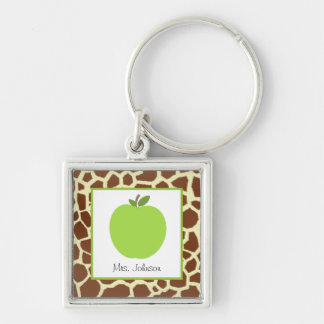 Llavero El estampado de girafa y Apple verde