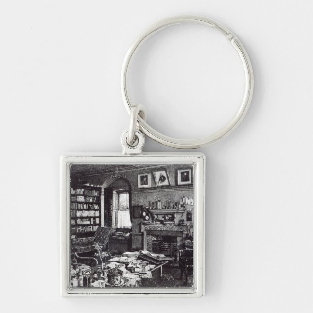 Llavero El estudio de Charles Darwin en abajo contiene, (Frente)