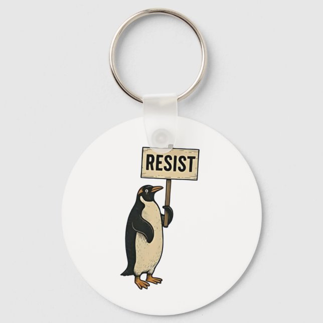 Llavero El extraño pingüino resiste la protesta contra los (Anverso)