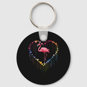 Llavero El Flamingo Cuto En El Corazón Amor Por Los Amante