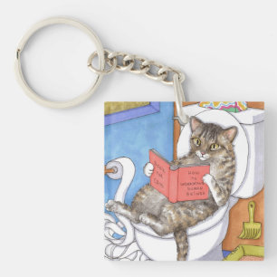 Llavero El gato 535 del gato en el baño arte divertido