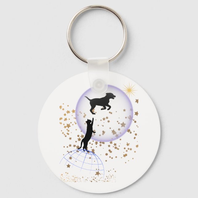 Llavero El gato curioso y el perro que corre (Anverso)